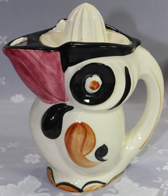 Large white stylised parrot juicer jug