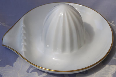 White with gold band Royal Worcester saucer juicer