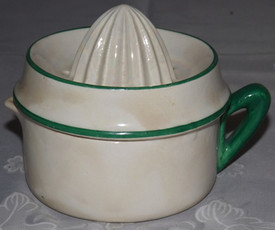Green trim on white Czechoslovakia juicer