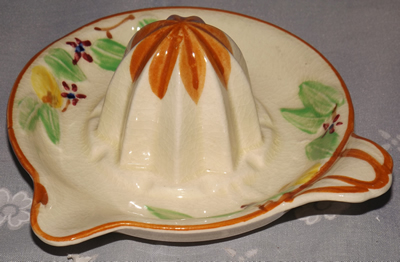 Japanese yellow flowers brown trim juicer