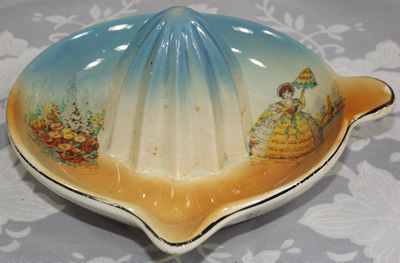 Blue and peach Lady Crinoline souvenir juicer