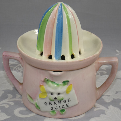 Pink Baby's ORANGE JUICE juicer juicer with a puppy