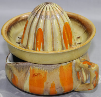 Shelley orange, grey and brown drip glaze juicer