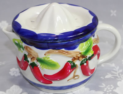 Chillies on a white juicer
