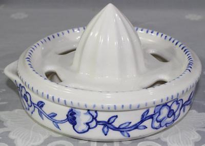 Blue flowers on white ceramic zester 2 piece juicer