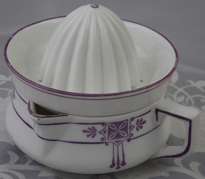 Victoria Austria blue on white ceramic 2 piece juicer