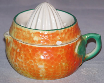 Orange 'peel' Czechoslovakian 2 piece juicer