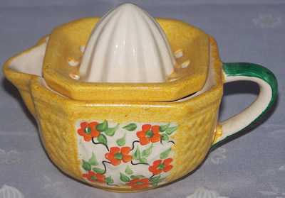 Red flowers on yellow 2 piece juicer