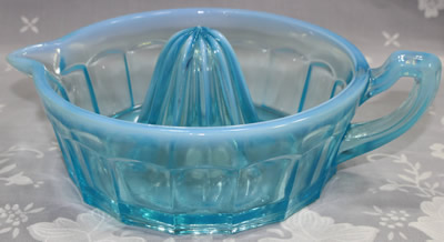 Large Mosser Glass Co. ice blue juicer