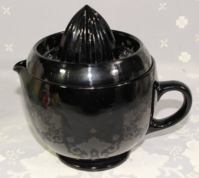 Fenton black glass juicer set