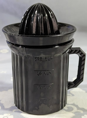 Black glass reproduction Gillespie cup 2 piece juicer