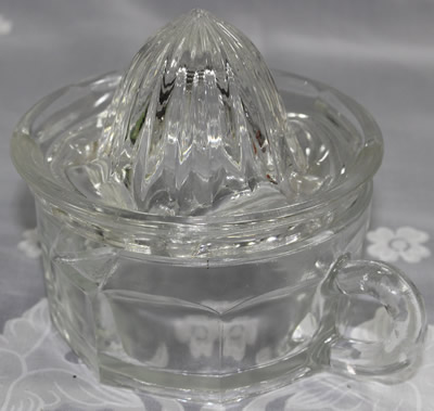 Crown Crystal (Australia) small 2 piece clear glass juicer