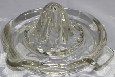 U.S. Glass Company spiral reamer clear glass juicer