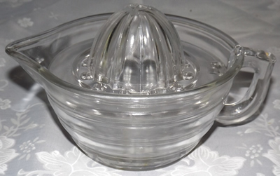 Large clear 2 piece banded glass juicer