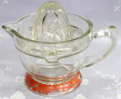U.S. Glass Company Clear - red base Decorated juicer