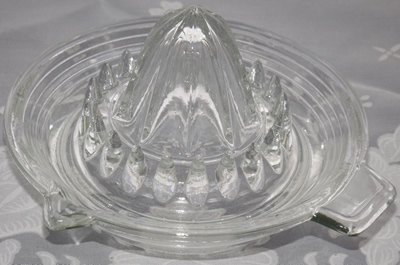 Banded bowl clear glass juicer