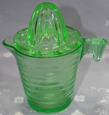 U.S. Glass Green glass ribbed juicer jug set