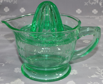 US Glass turquoise 2 piece glass juicer