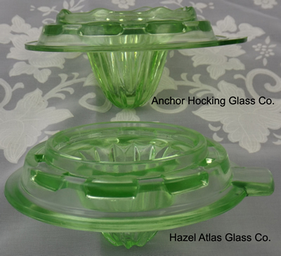 Hazel Atlas V's Anchor Hocking juicer top