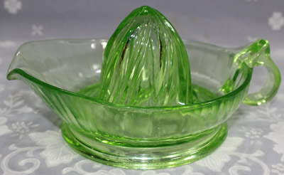Green loop handle Jeannette Glass juicer