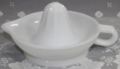 White milk glass Anchor Hocking Glass Co. juicer