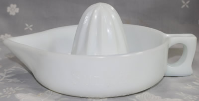 Thin glass early SUNKIST white milk glass juicer