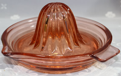 Jeannette Glass Co salmon pink juicer