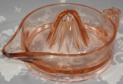 Large pink Cambridge Glass Co. juicer