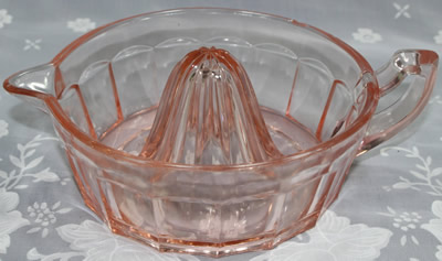 Large Mosser Glass Co. pink juicer