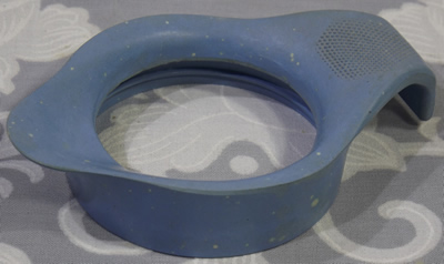 Blue bakelite juicer pouring attachment