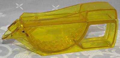 Transparent yellow plastic bird wedge squeezer juicer