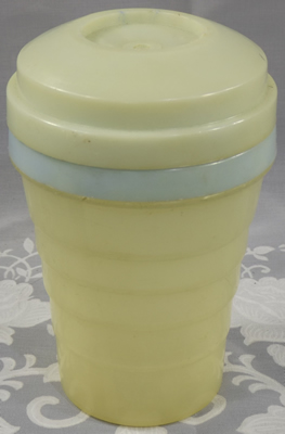 Cream and blue Ferolux plastic tumbler