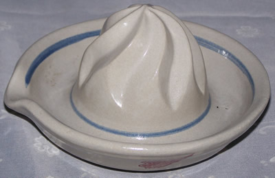 Red Wing blue banded pottery juicer