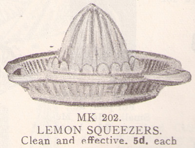 Lasserters' Monthly Commercial Review (1913), listing for Davidson Glass saucer shape glass juicer 