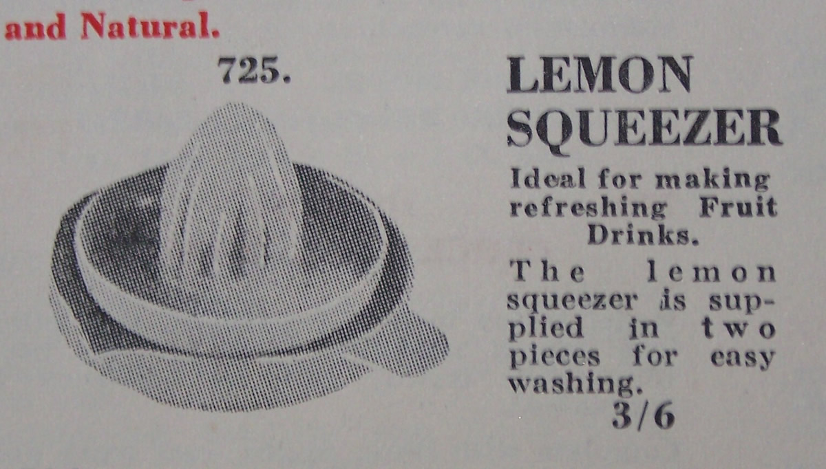 A McLeod's Mail Order Catalogue (1952) advertisement for Duperite plastic juicer
