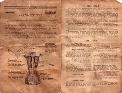 Instructions for the Jubilee bakelite juicer/cream whipper complete set